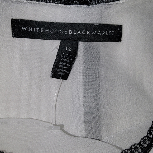 White House Black Market White Blouse with Black Trim Perfect Condition - Picture 4 of 9